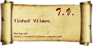 Tinhof Vilmos névjegykártya